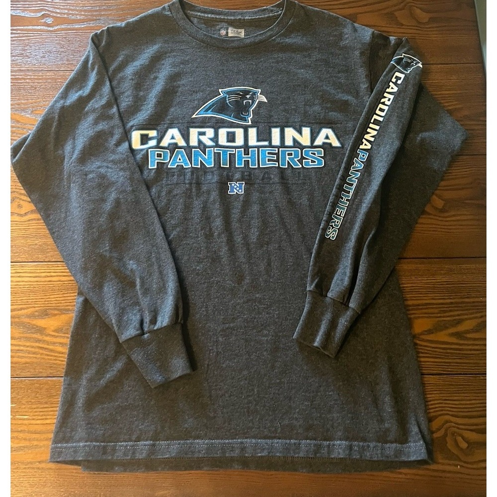 Carolina Panthers Gray Shirt Mens Medium Long Sleeve Team Apparel NFL